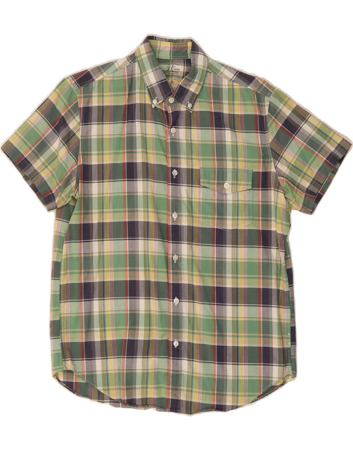 J. CREW Mens Short Sleeve Shirt Medium Green Check Cotton Vintage J. Crew and Second-Hand J. Crew from Messina Hembry 