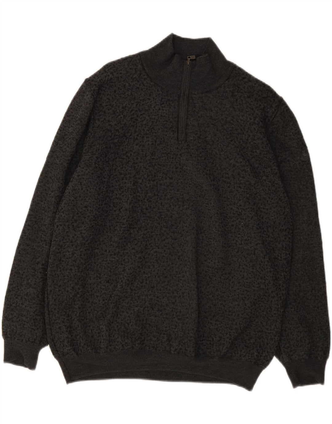 LYLE & SCOTT Mens Zip Neck Jumper Sweater XL Grey Flecked Wool Vintage Lyle & Scott and Second-Hand Lyle & Scott from Messina Hembry 