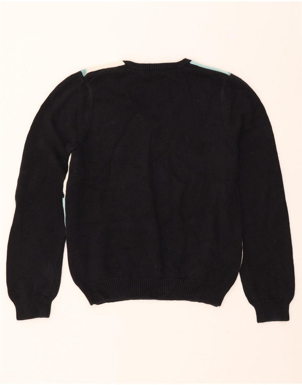 IZOD Womens Golf V-Neck Jumper Sweater UK 12 Medium Black Argyle/Diamond