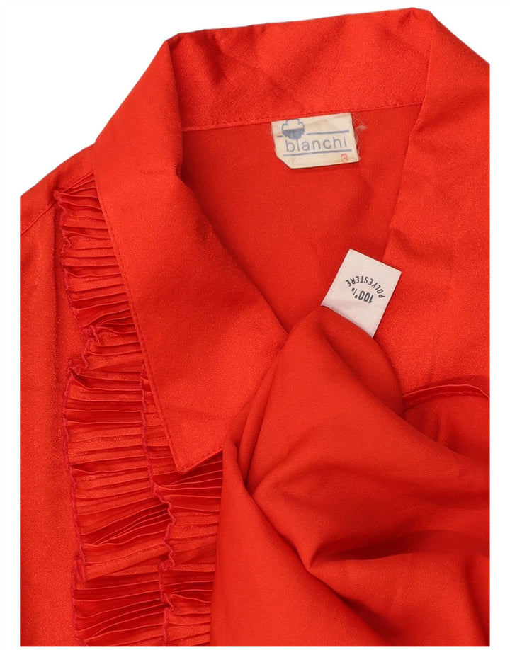 BIANCHI Womens Ruffle Front Shirt Blouse UK 18 XL Red Polyester