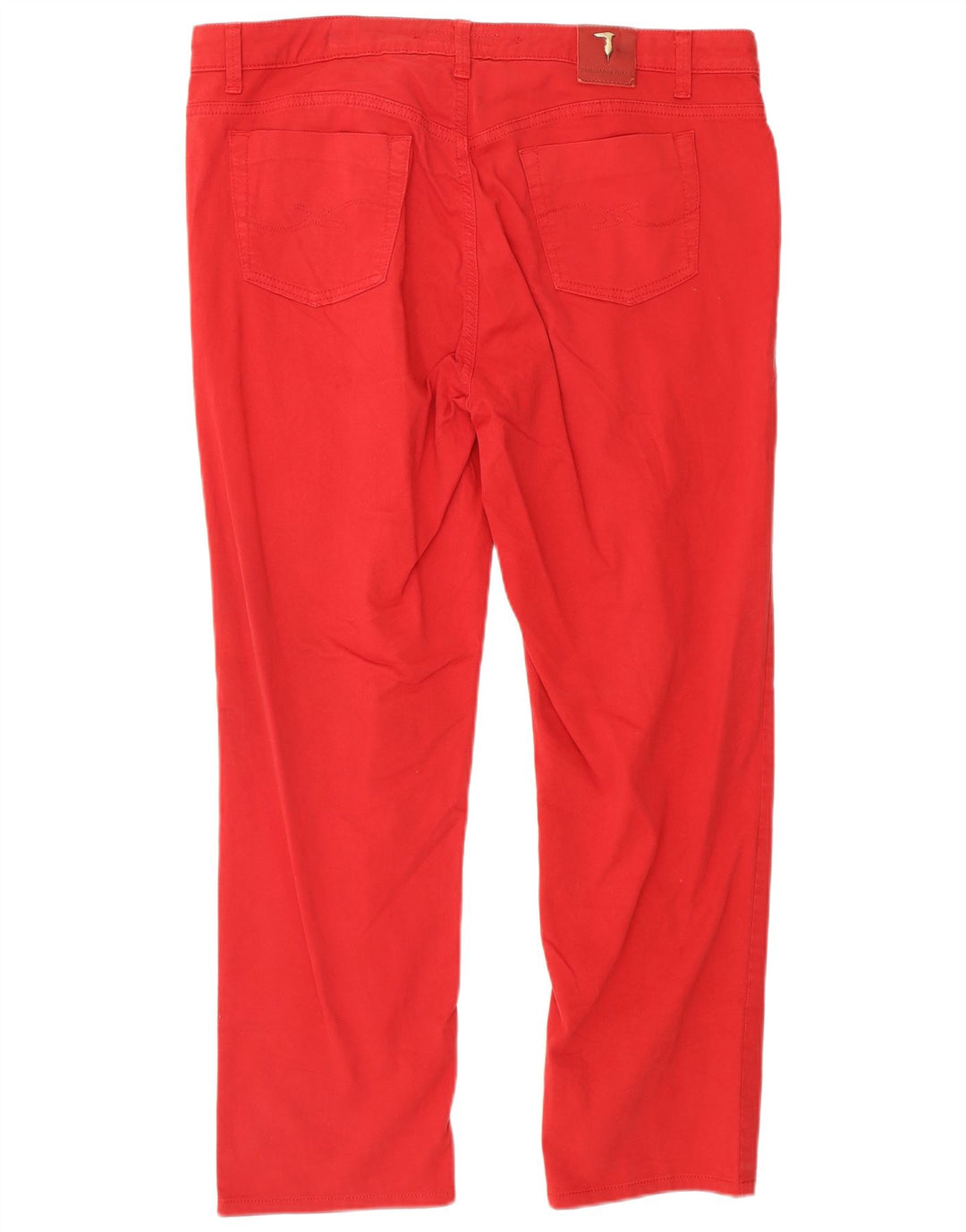 TRUSSARDI Womens Straight Casual Trousers W34 L26 Red Cotton