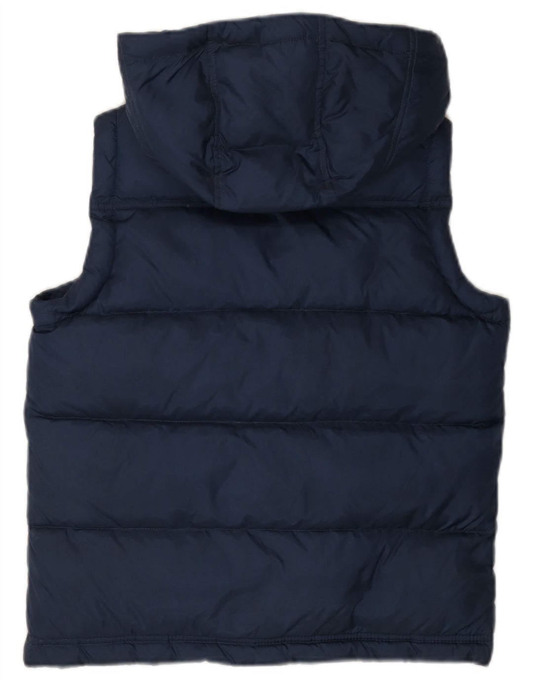 BENETTON Boys Hooded Padded Gilet 11-12 Years 2XL Navy Blue Polyamide