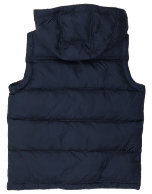 BENETTON Boys Hooded Padded Gilet 11-12 Years 2XL Navy Blue Polyamide