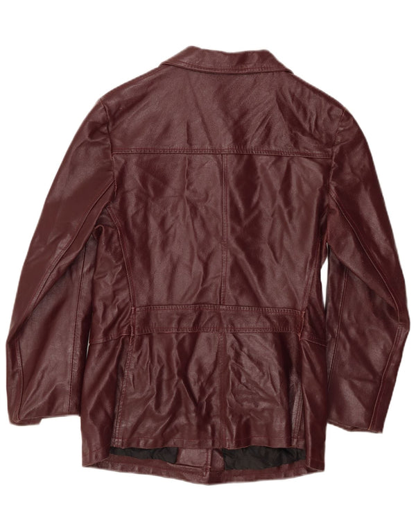 PLEASE Womens Leather Jacket UK 12 Medium Burgundy