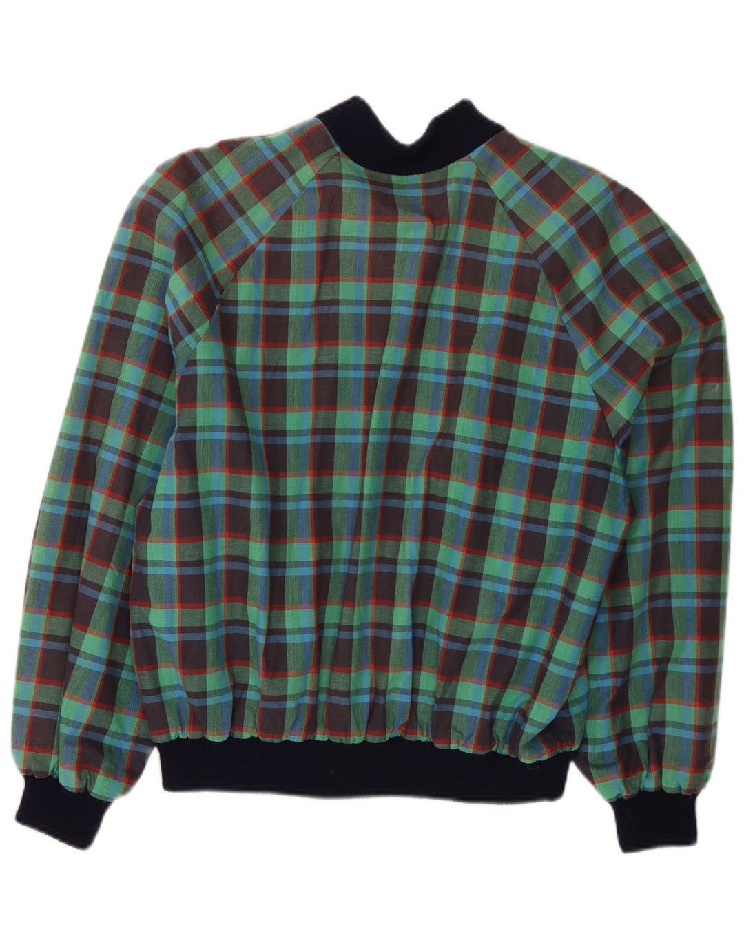 VINTAGE Womens Bomber Jacket IT 50 XL Green Check Cotton