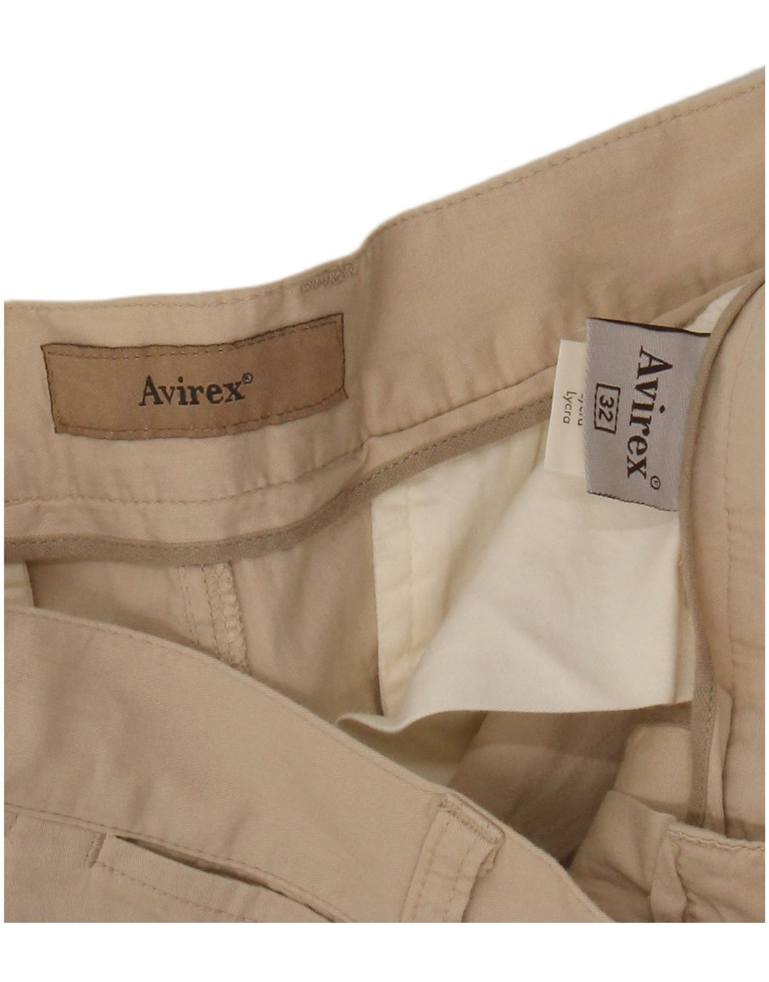 AVIREX Mens Straight Chino Trousers W32 L31 Beige Cotton