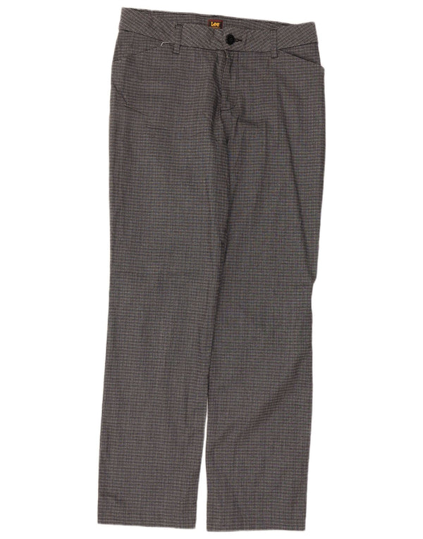 Lee Womens Straight Casual Trousers US 8 Medium W34 L31 Grey Check