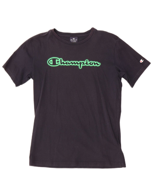 CHAMPION Boys Graphic T-Shirt Top 13-14 Years XL Navy Blue Cotton