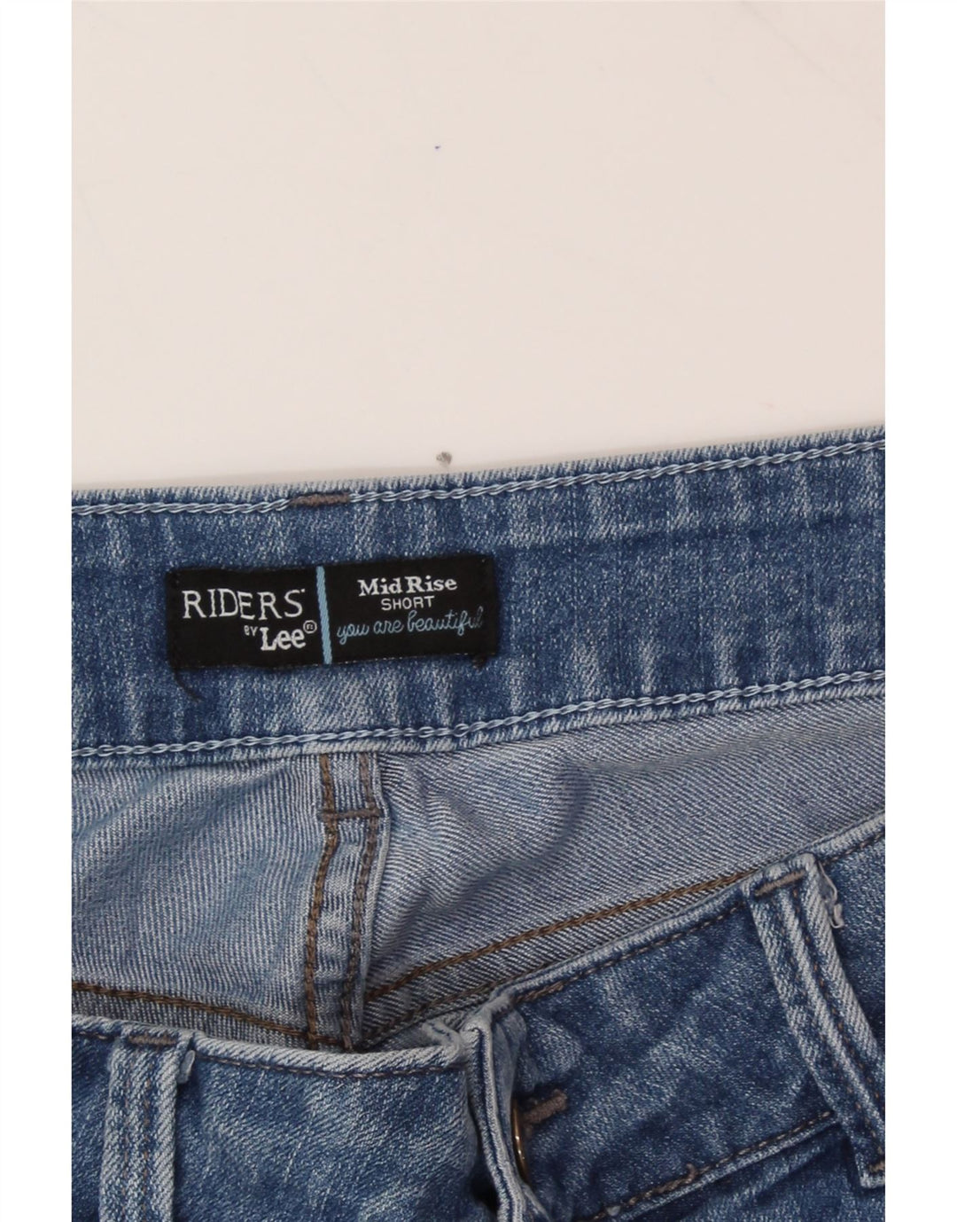 LEE Womens Riders Mid Rise Denim Shorts W34 Large Blue Vintage Lee and Second-Hand Lee from Messina Hembry 