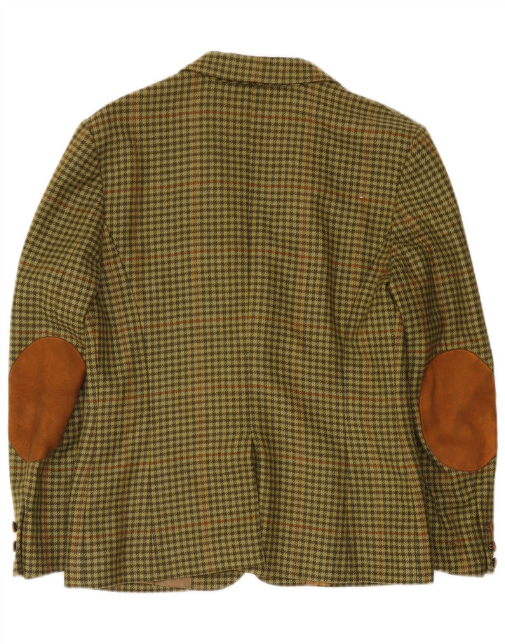 Vintage Mens 3 Button Blazer Jacket IT 44 Medium Green Houndstooth