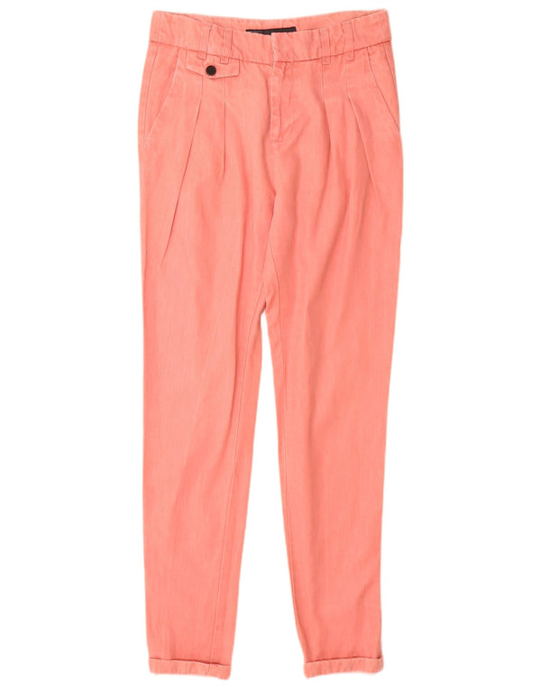Zara Womens Pegged Chino Trousers XS W24 L29 Pink Lyocell