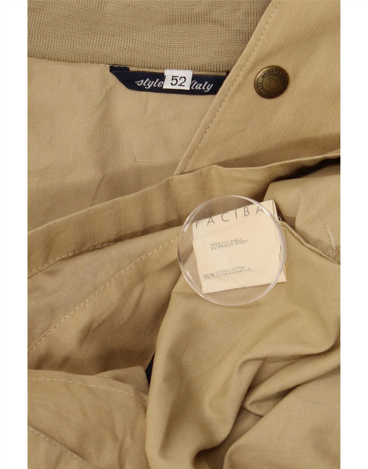 Faciba Mens Bomber Jacket IT 52 XL Beige Cotton