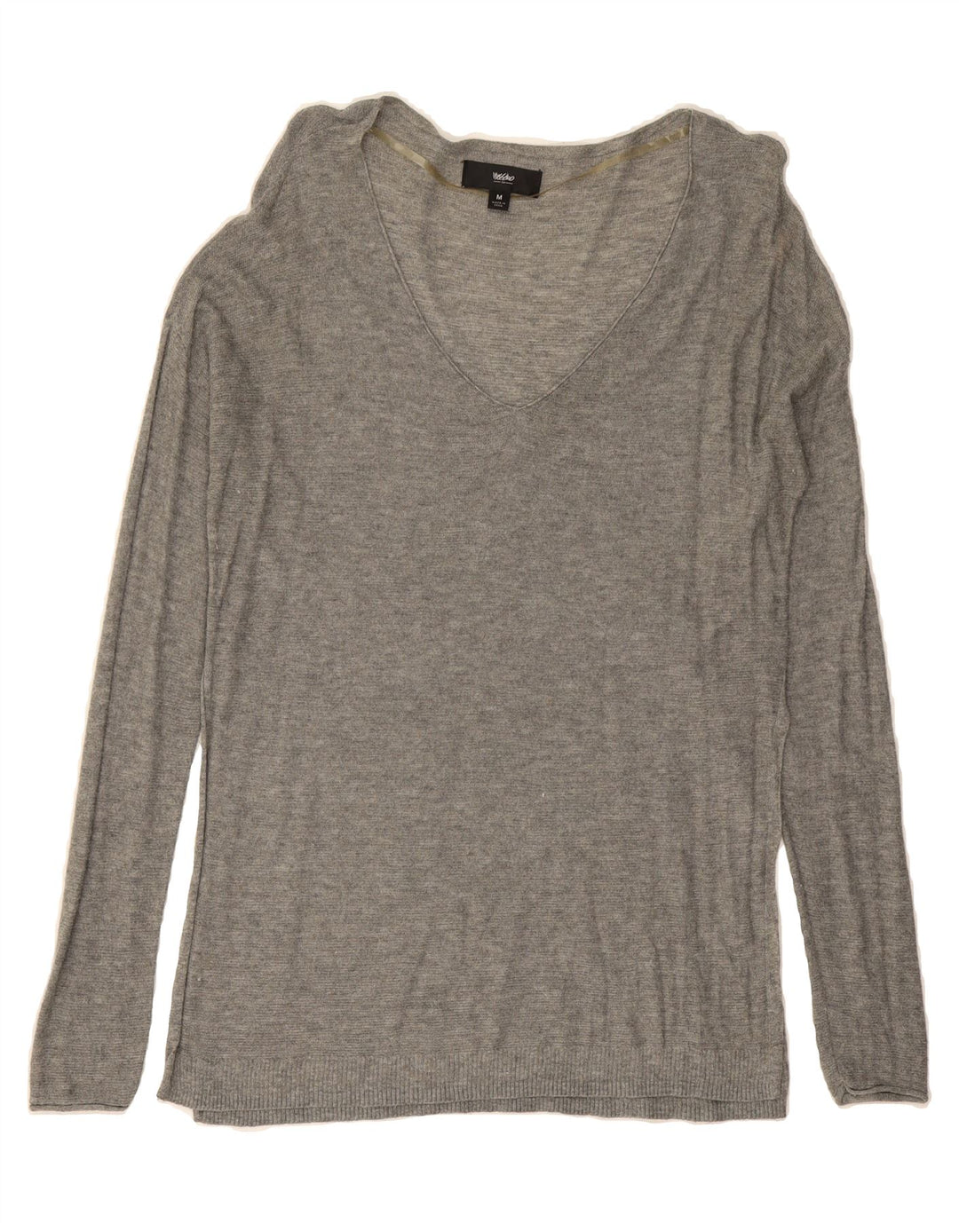 MOSSIMO Womens V-Neck Jumper Sweater UK 14 Medium Grey Nylon Vintage Mossimo and Second-Hand Mossimo from Messina Hembry 