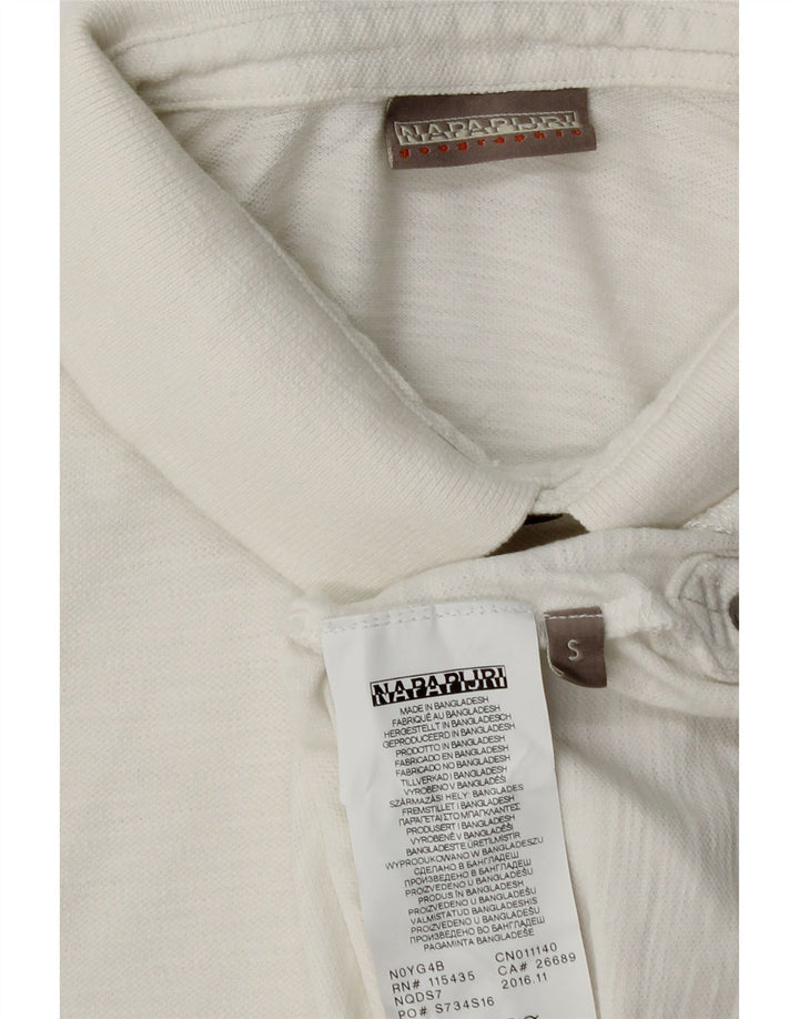NAPAPIJRI Mens Geographic Polo Shirt Small White Cotton