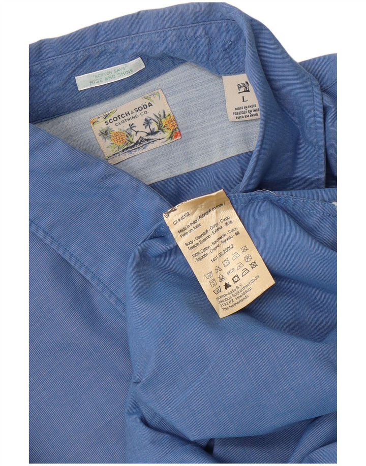 Scotch & Soda Mens Shirt Large Blue Cotton