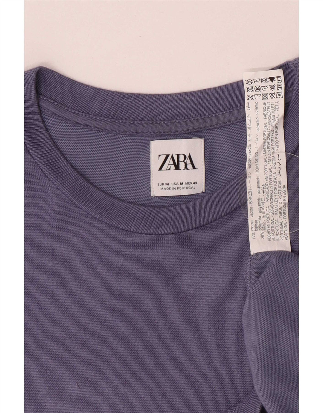 Zara Mens T-Shirt Top Medium Purple Viscose