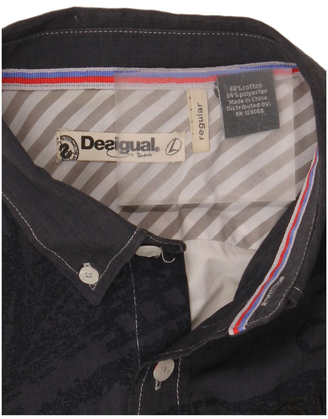 Desigual Mens Graphic Shirt Large Multicoloured Colourblock Cotton