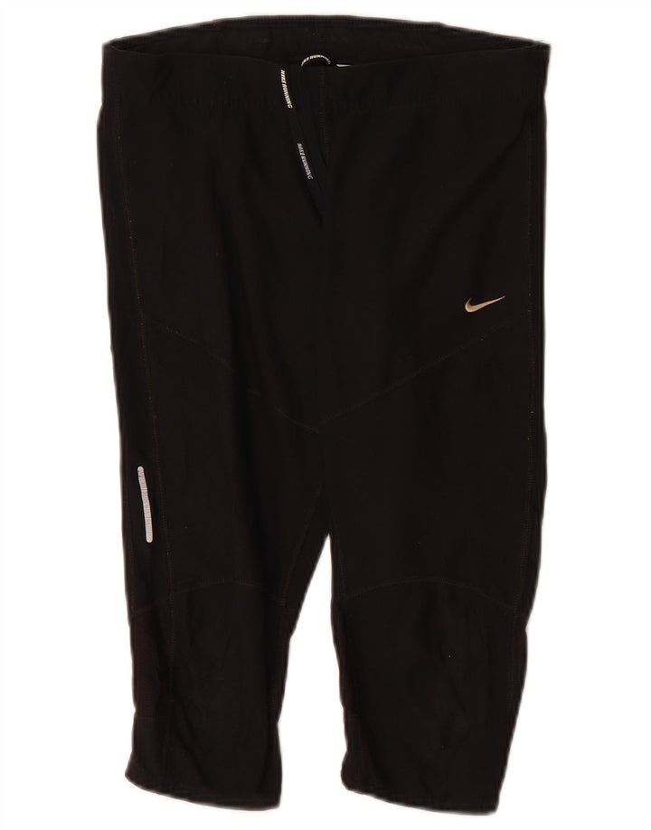 NIKE Womens Dri Fit Capri Tracksuit Trousers UK 12 Medium  Black Polyester