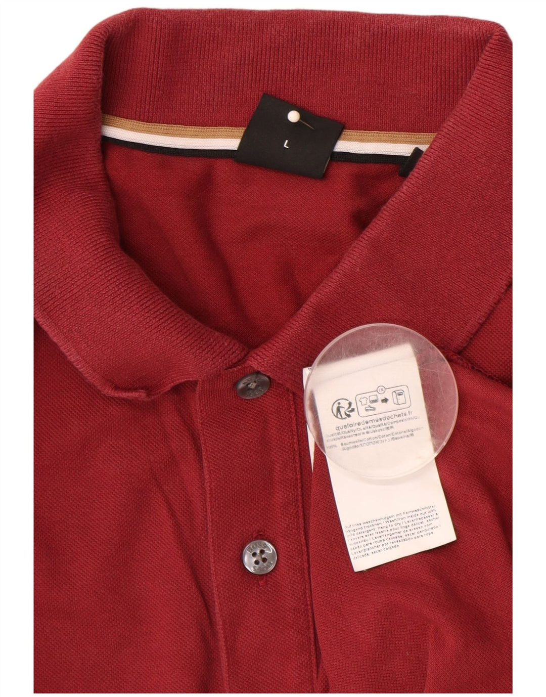 HUGO BOSS Mens Polo Shirt Large Burgundy Cotton