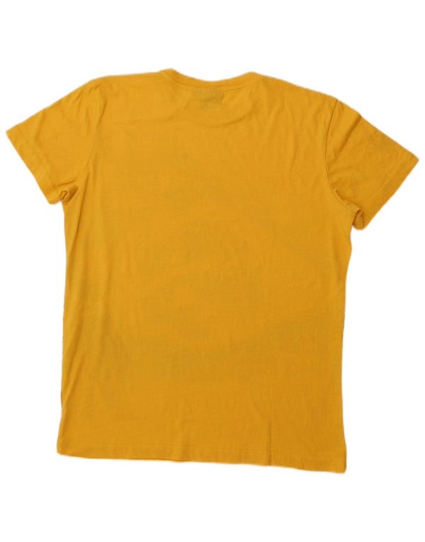 LOTTO Mens Graphic T-Shirt Top Large Yellow Cotton