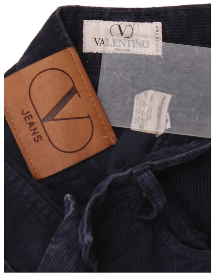 VALENTINO Mens Straight Corduroy Trousers W40 L28 Navy Blue Cotton