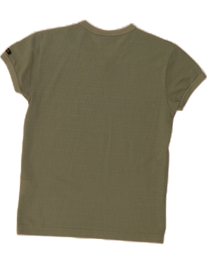 LEE Womens T-Shirt Top UK 12 Medium Khaki Nylon Vintage Lee and Second-Hand Lee from Messina Hembry 