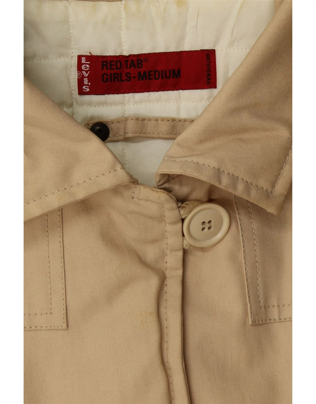 LEVI'S Womens Overcoat UK 14 Medium Beige Cotton Vintage Levi's and Second-Hand Levi's from Messina Hembry 