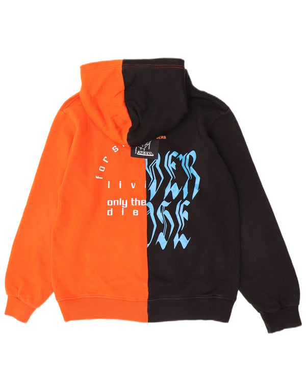 Diesel Boys Graphic Hoodie Jumper 13-14 Years Black Colourblock Cotton