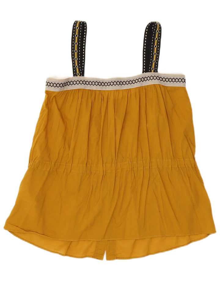 Marlboro Classics Womens Crop Cami Top EU 38 Medium Yellow Geometric Cotton