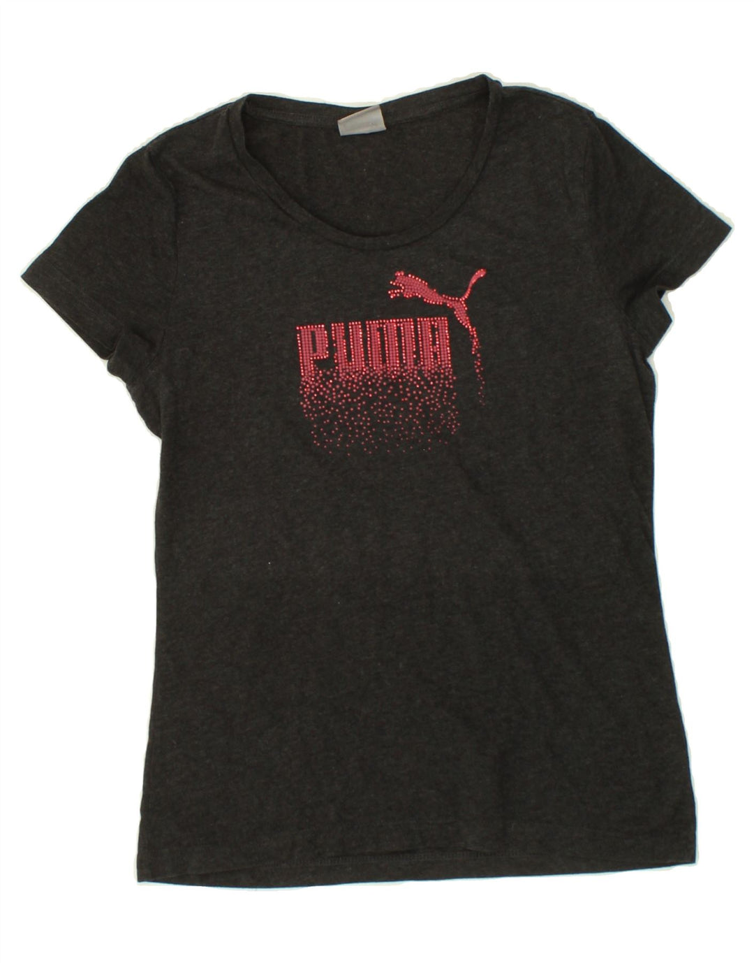 PUMA Womens Graphic T-Shirt Top UK 12 Medium Grey Flecked Vintage Puma and Second-Hand Puma from Messina Hembry 