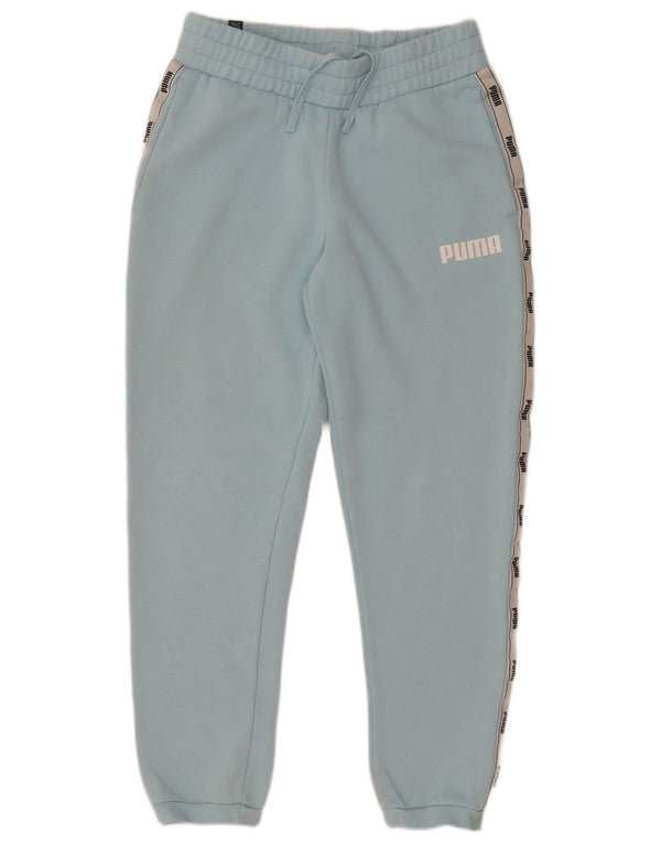 Puma Mens Graphic Tracksuit Trousers Joggers Small Blue Colourblock Cotton