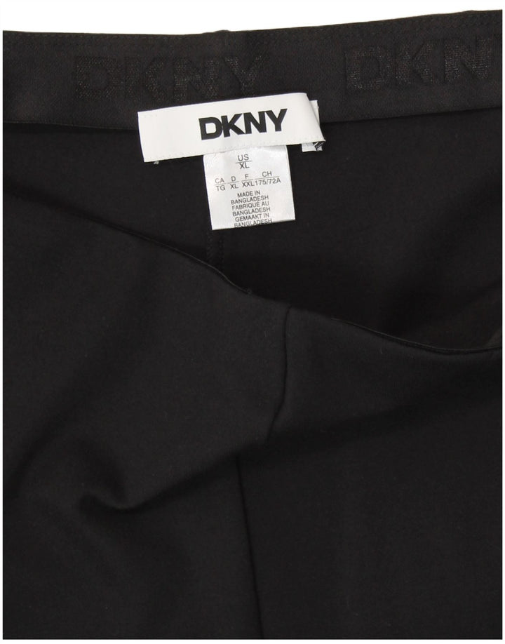 DKNY Womens High Waist Straight Capri Trousers XL W36 L24 Black Rayon