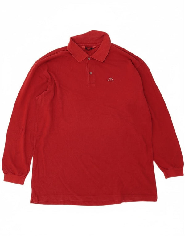 Kappa Mens Long Sleeve Polo Shirt 2XL Red Cotton