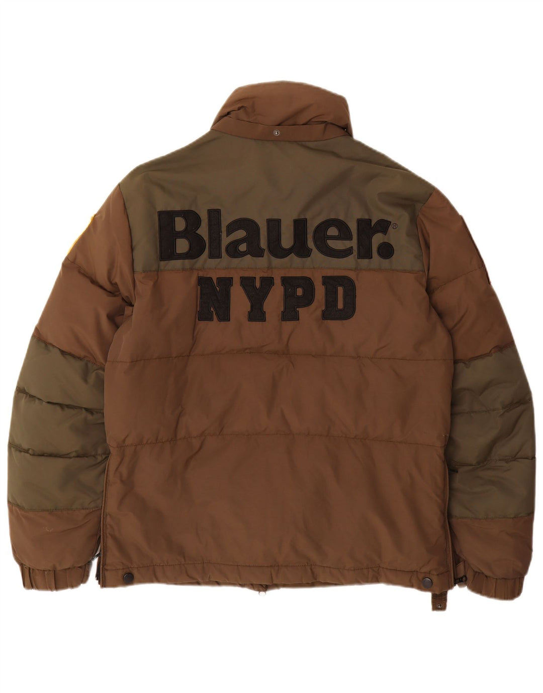 Blauer Mens Graphic Padded Jacket UK 38 Medium Brown Colourblock Nylon