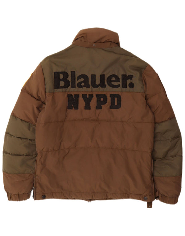Blauer Mens Graphic Padded Jacket UK 38 Medium Brown Colourblock Nylon