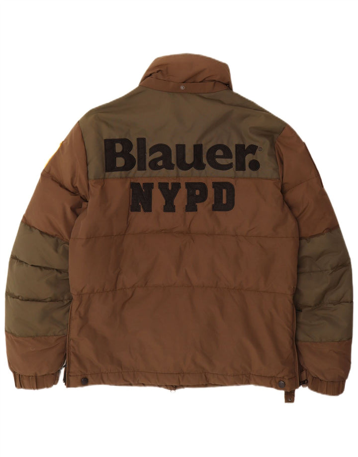 Blauer Mens Graphic Padded Jacket UK 38 Medium Brown Colourblock Nylon