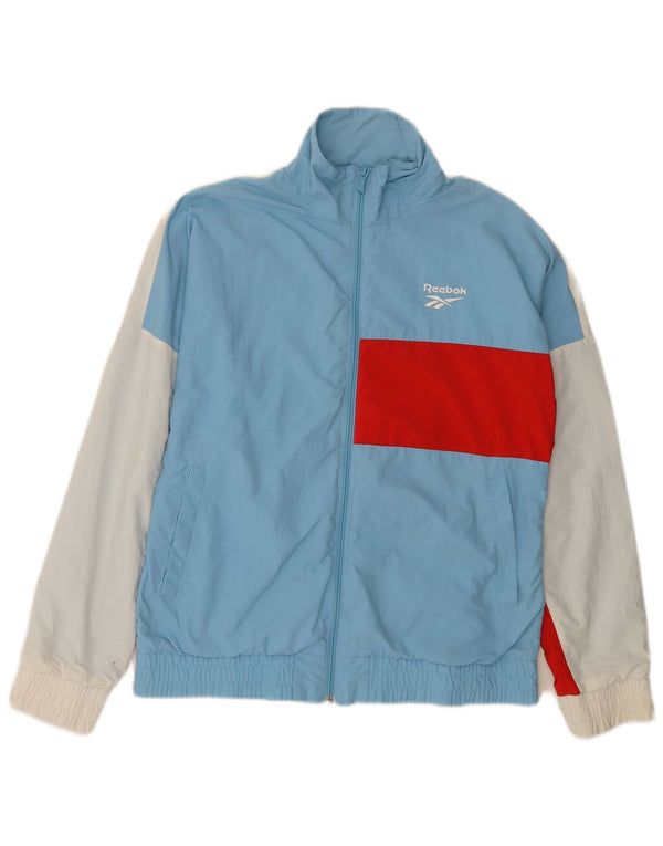 Reebok Mens Tracksuit Top Jacket Small Blue Colourblock Nylon