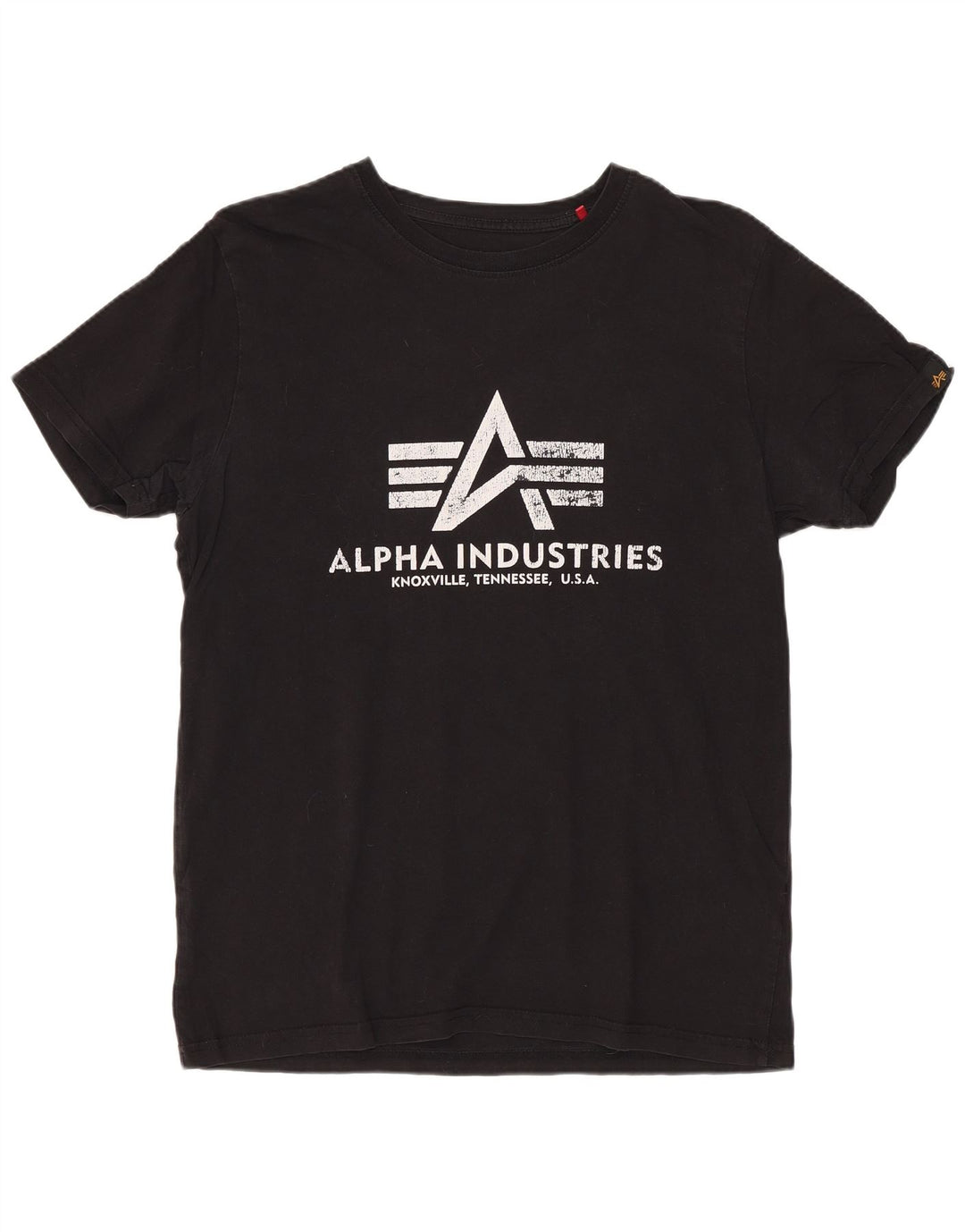 ALPHA INDUSTRIES Womens Graphic T-Shirt Top UK 10 Small Black Cotton