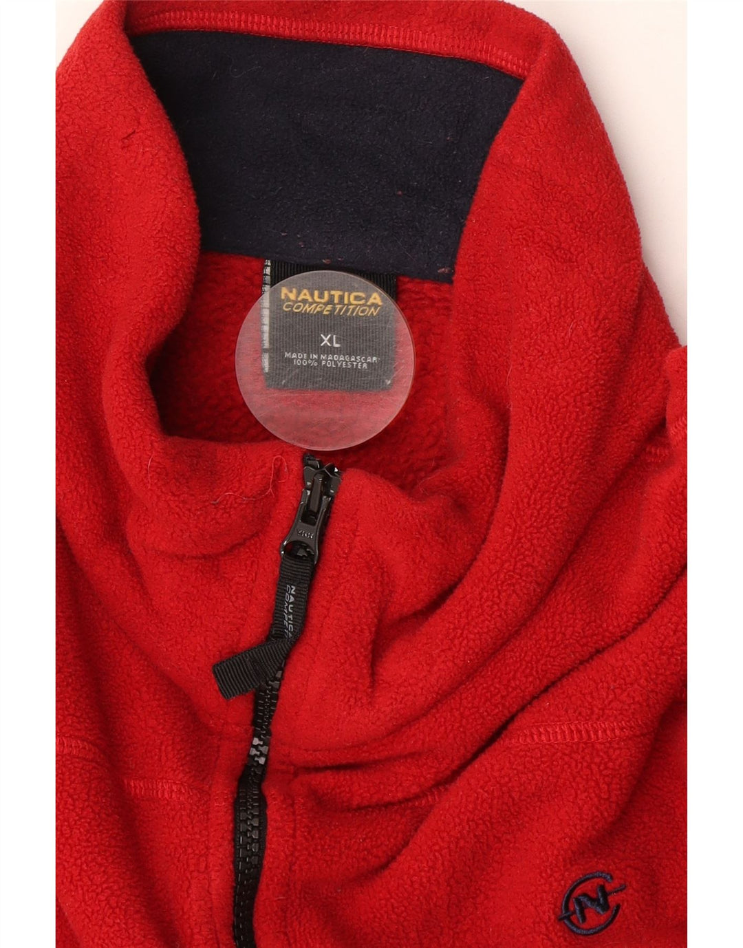 Nautica Mens Zip Neck Fleece Jumper XL Red Polyester