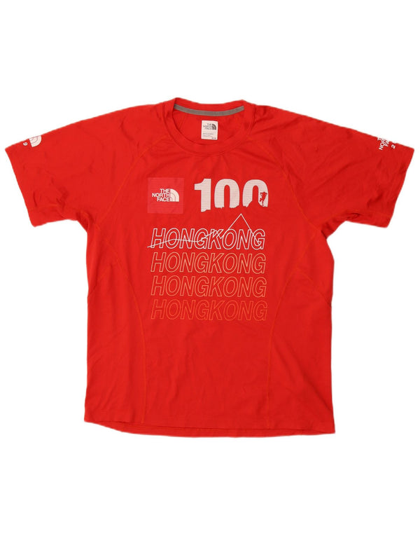 The North Face Mens Hong kong Graphic T-Shirt Top Medium Red Polyester