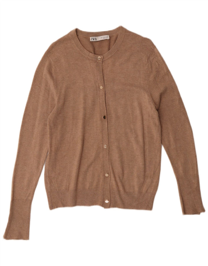 Zara Womens Cardigan Sweater UK 14 Large Brown