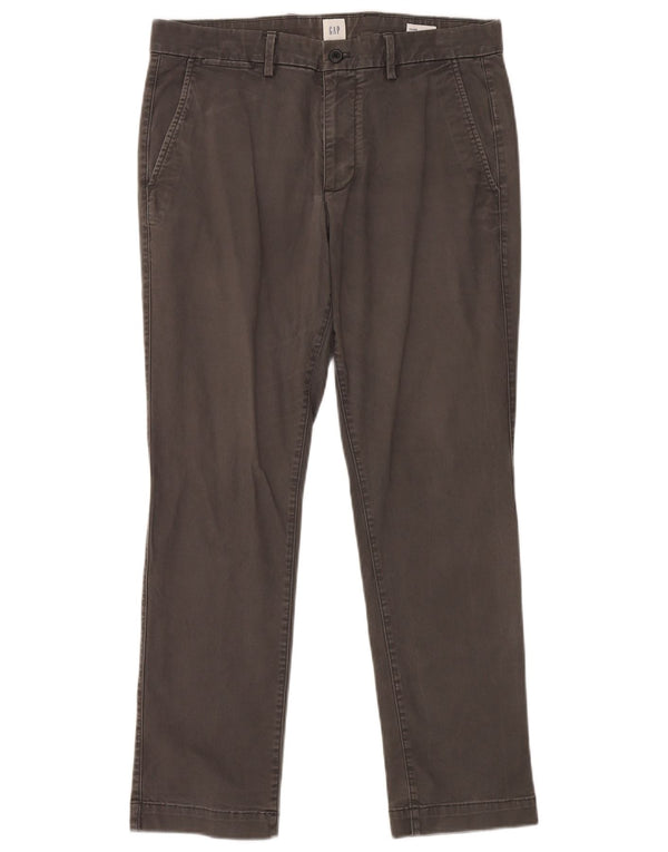Gap Mens Slim Fit Chino Trousers W32 L30 Grey Cotton