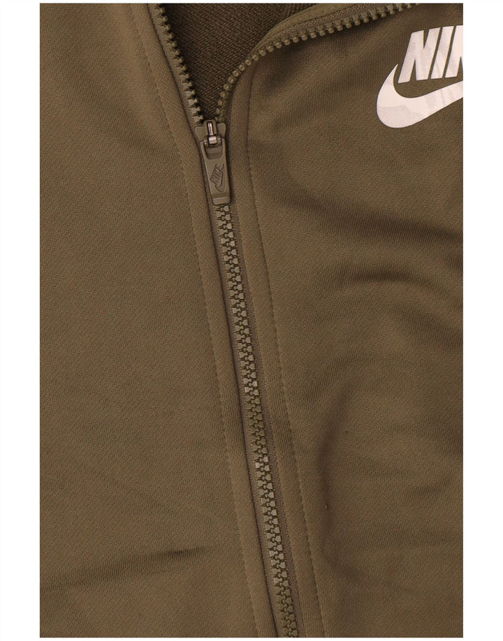 Nike Boys Tracksuit Top Jacket 13-14 Years XL Khaki Colourblock Polyester
