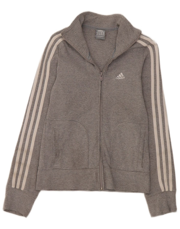 Adidas Womens Regular Fit Tracksuit Top Jacket UK 8 Small Grey Cotton