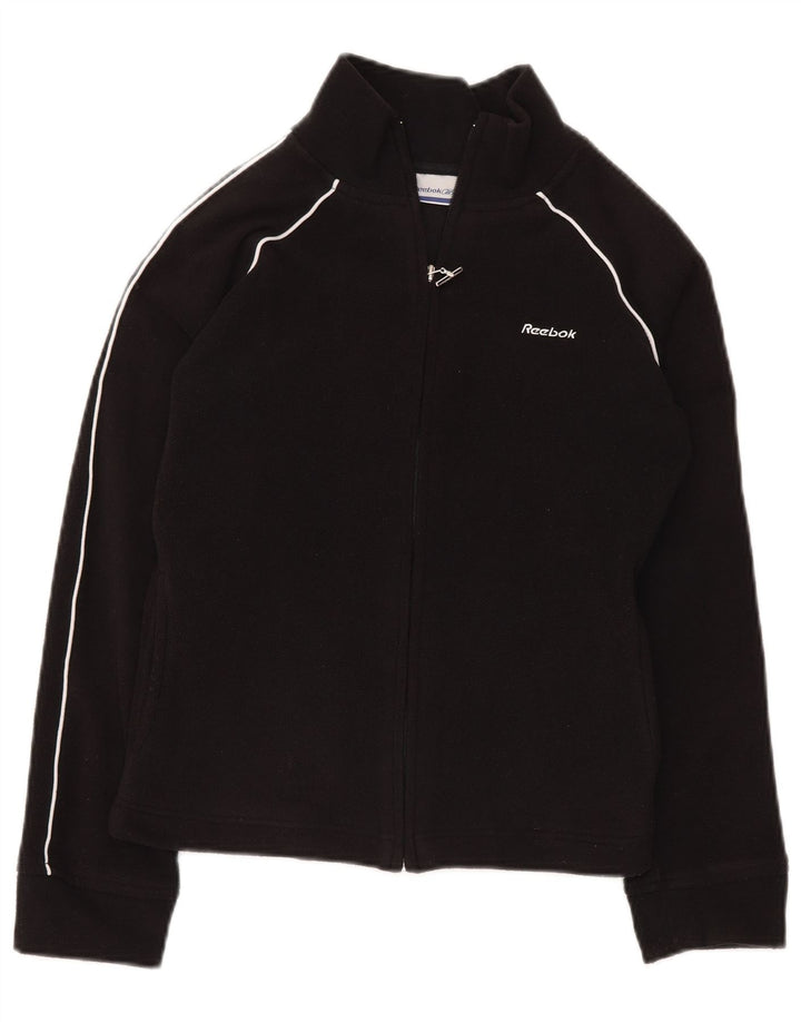 REEBOK Womens Fleece Jacket UK 10 Small Black Polyester