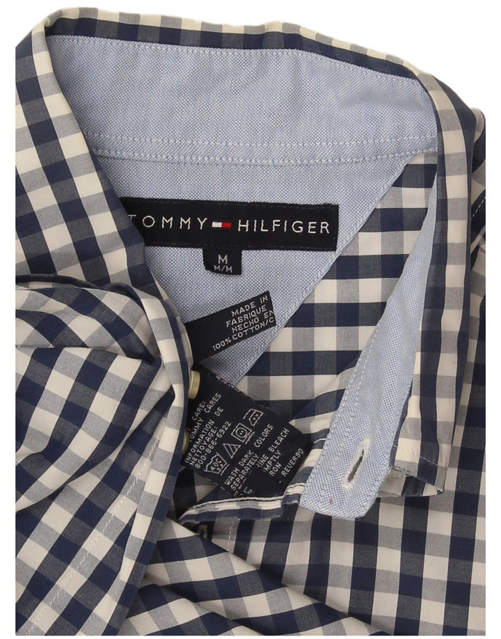 Tommy Hilfiger Mens Shirt Medium Navy Blue Gingham Cotton