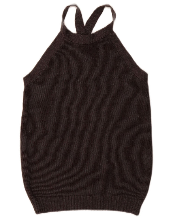 Massimo Dutti Womens Vest Tank Top UK 12 Medium Black Silk