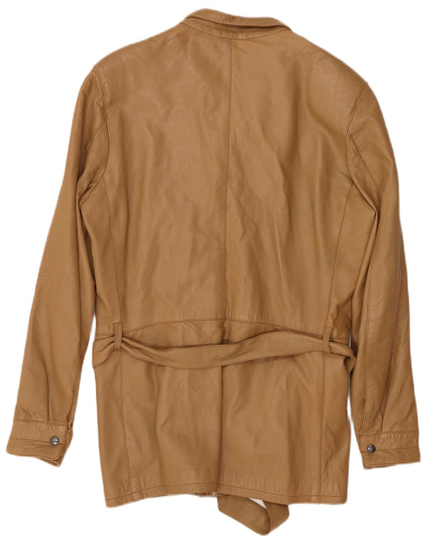 VINTAGE Womens Leather Jacket IT 46 Large Brown