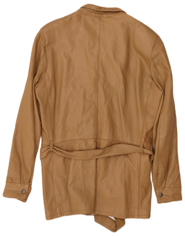 VINTAGE Womens Leather Jacket IT 46 Large Brown