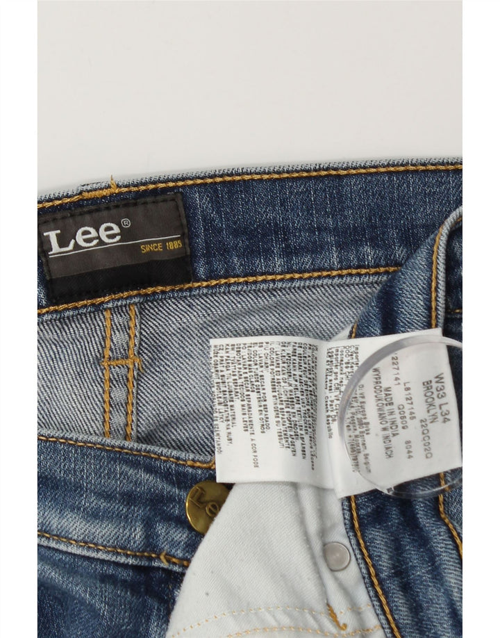 Lee Mens Brooklyn Straight Jeans W33 L29 Blue Cotton